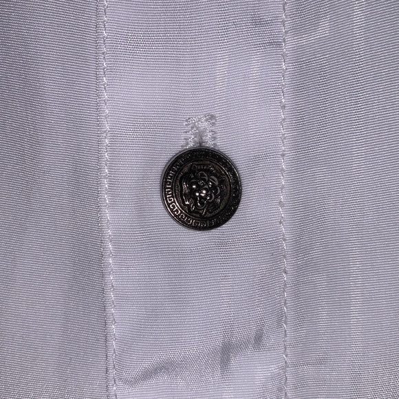 Saxifan white micro fibre logo print formal long sleeve button Down shirt - Picture 4 of 8